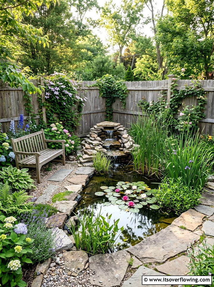 Corner garden pond - 25 garden ideas with water features