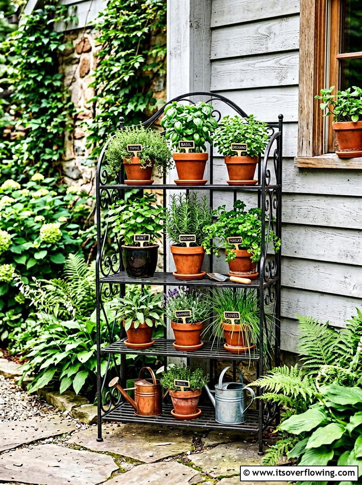 Corner herb garden stand - 25 front porch ideas with herb planters