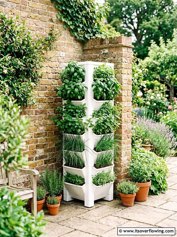 Corner herb tower - 25 garden decor ideas for apartments