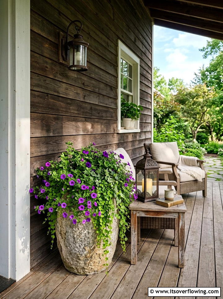 Corner porch arrangement - 25 front porch ideas with tall planters