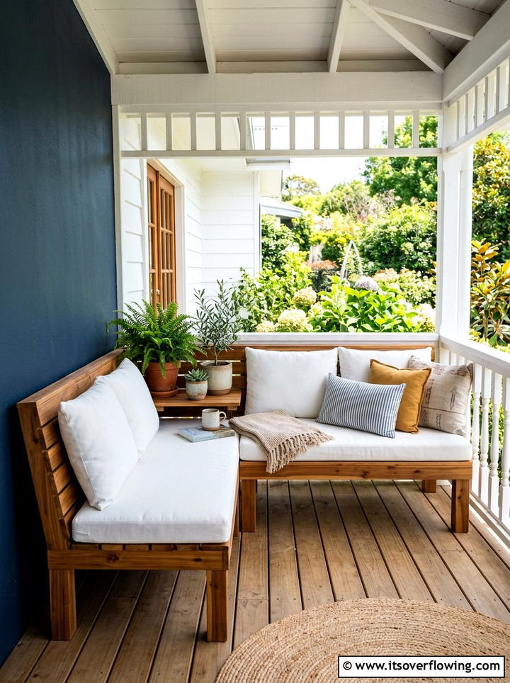 Corner porch bench - 25 front porch ideas for small porches