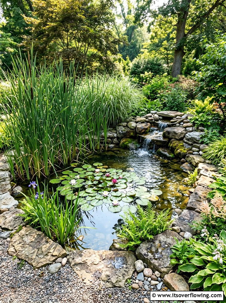 Corner water feature pond - 25 garden design ideas with asymmetry
