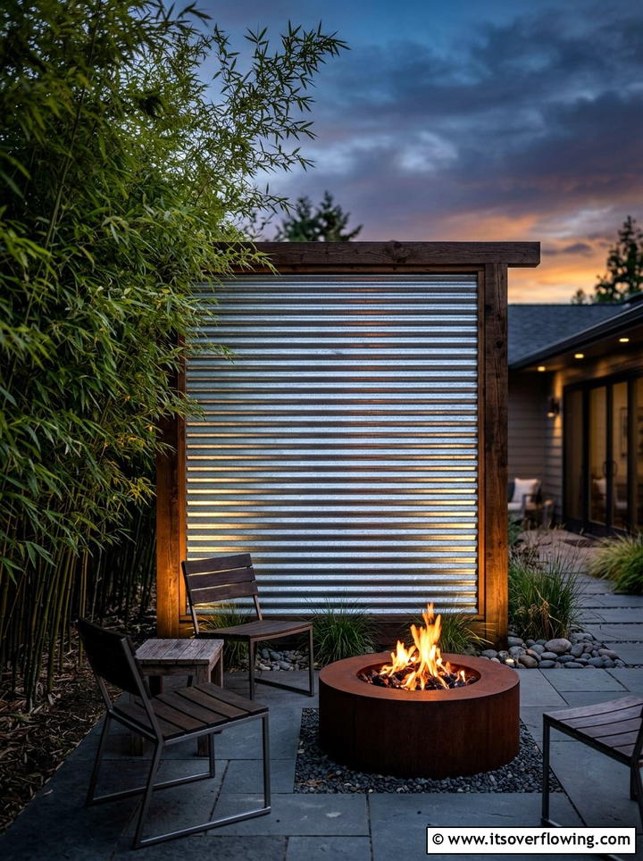 Corrugated Metal Screen - 25 reusing old things ideas for privacy screens