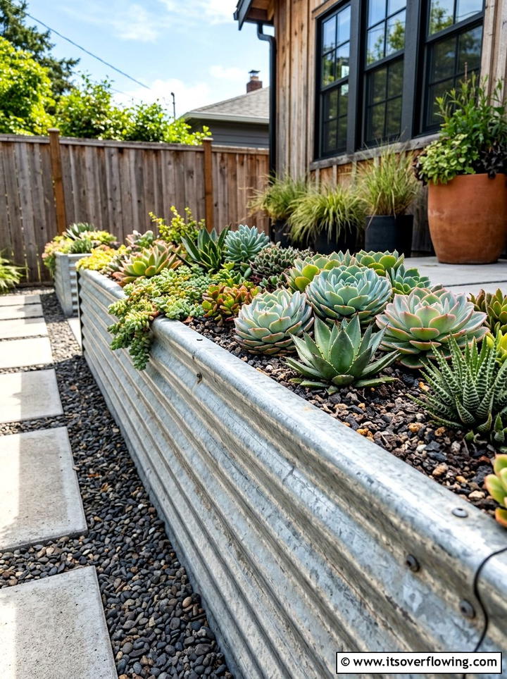 Corrugated metal edge - 25 backyard ideas with edging