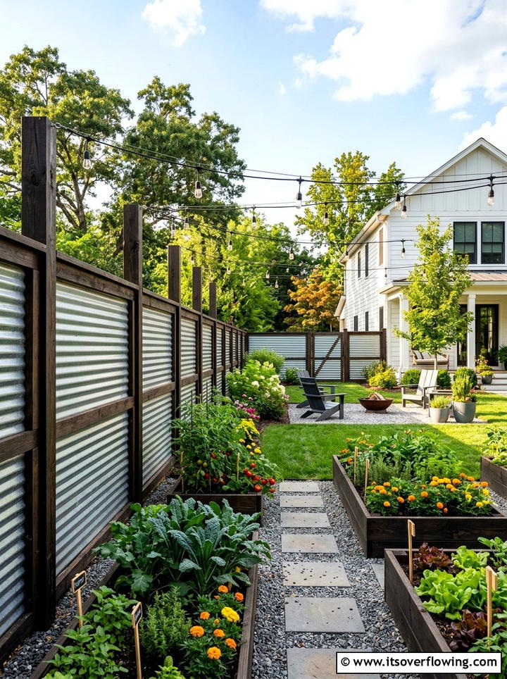 Corrugated metal fence - 25 backyard ideas with fence