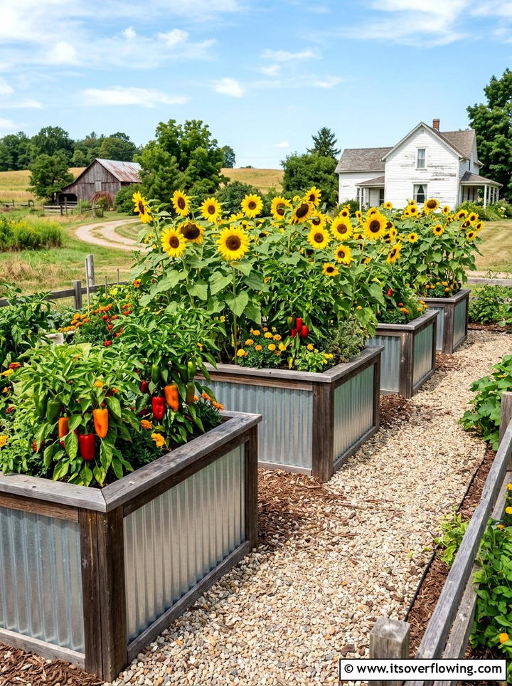 Corrugated metal garden beds - 25 backyard ideas with raised planter boxes