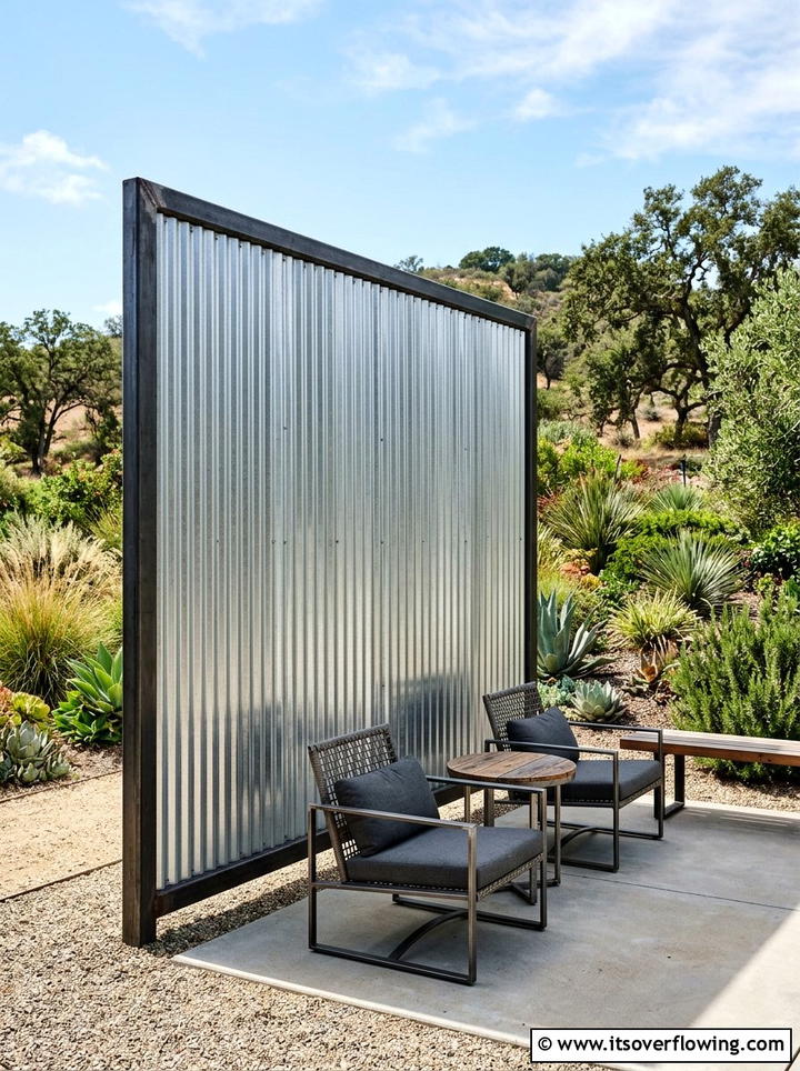 Corrugated metal screen - 25 small garden ideas with privacy screens