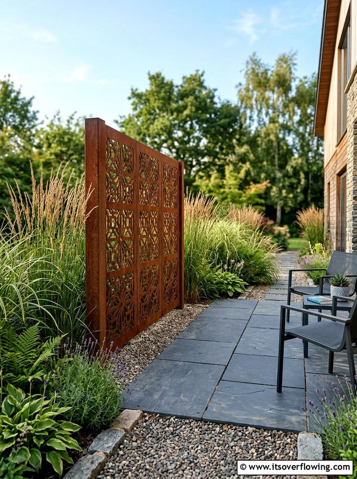 Corten Steel Garden Panel - 25 garden decor ideas with privacy panels