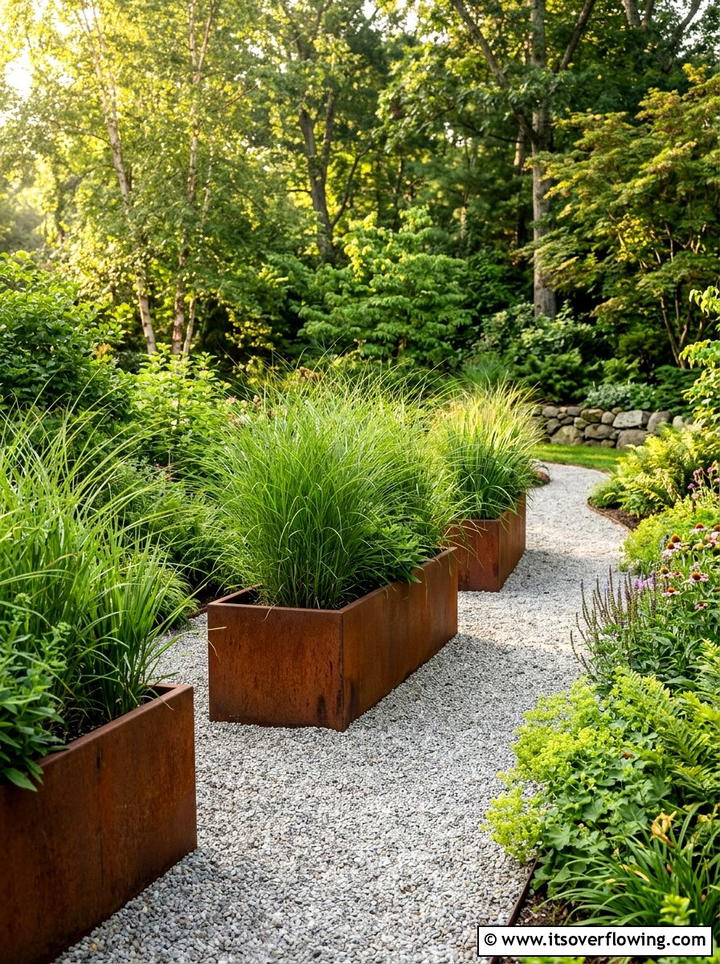 Corten Steel Planters - 25 garden decor ideas for modern gardens