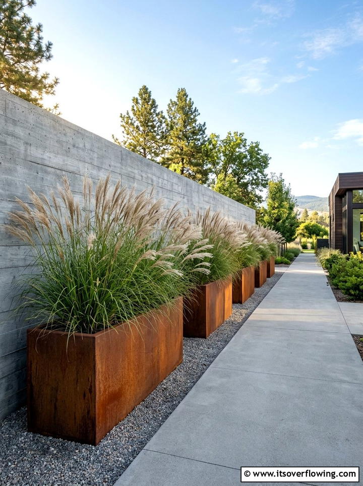 Corten Steel Planters - 25 garden decor ideas with minimalist accents