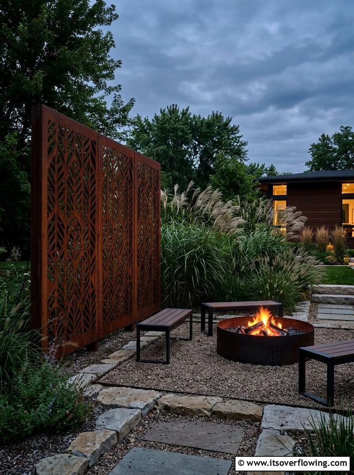 Corten Steel Screen - 25 garden design ideas with privacy screens