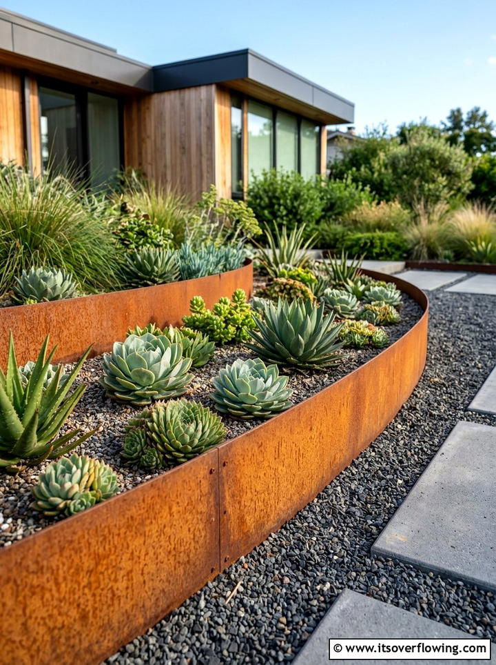 Corten steel edging - 25 garden ideas with edging