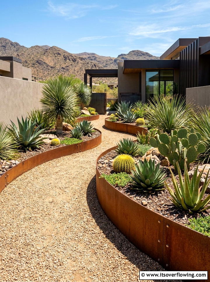 Corten steel edging - 25 garden design ideas with retaining walls