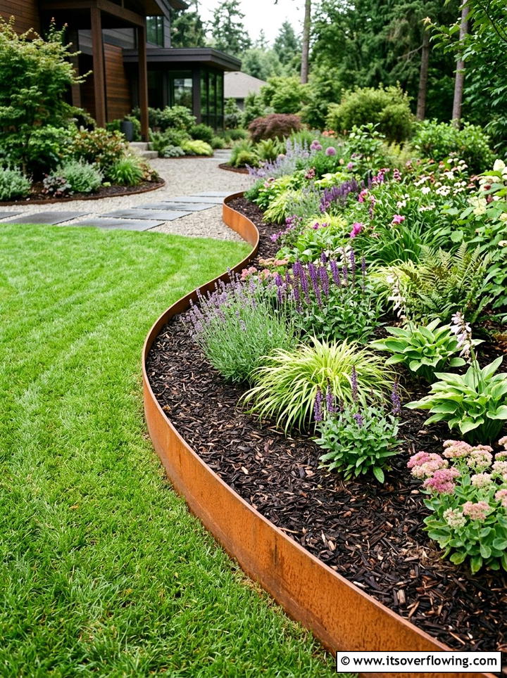Corten steel garden edging - 25 garden decor ideas with modern accents