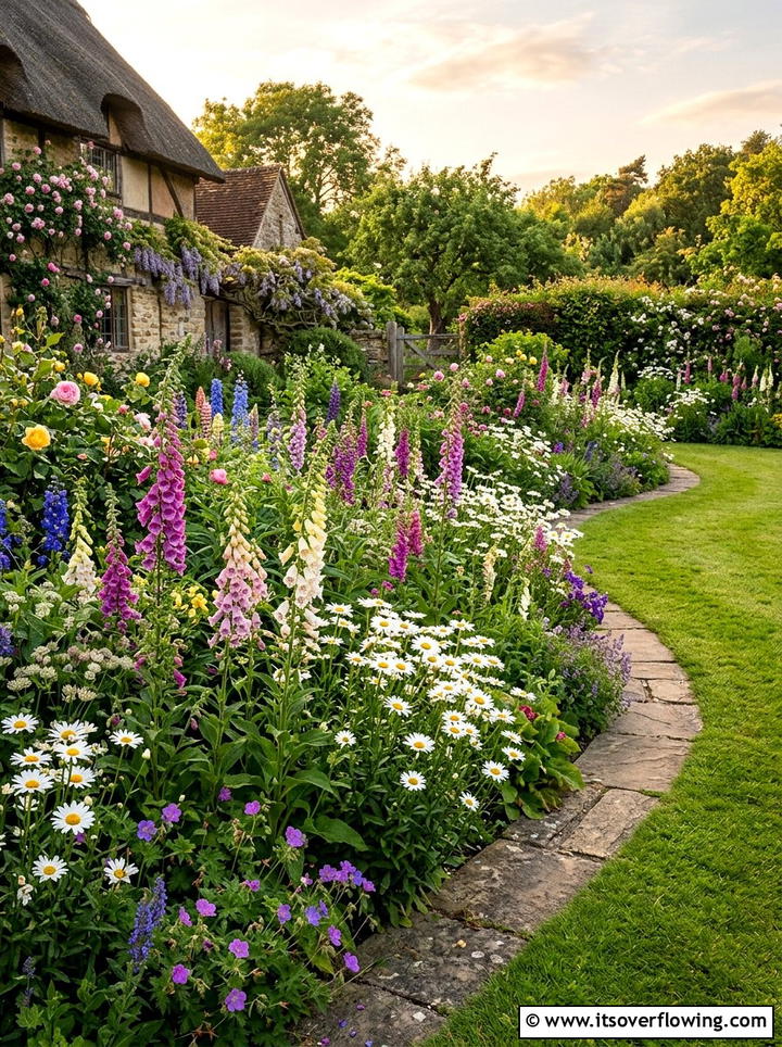 Cottage Garden Border - 25 backyard decorating ideas with floral displays