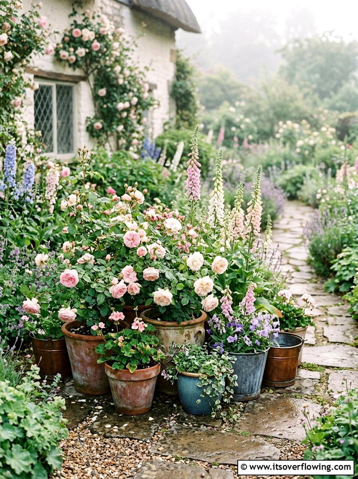 Cottage Garden Container Cluster - 25 garden design ideas with container clusters