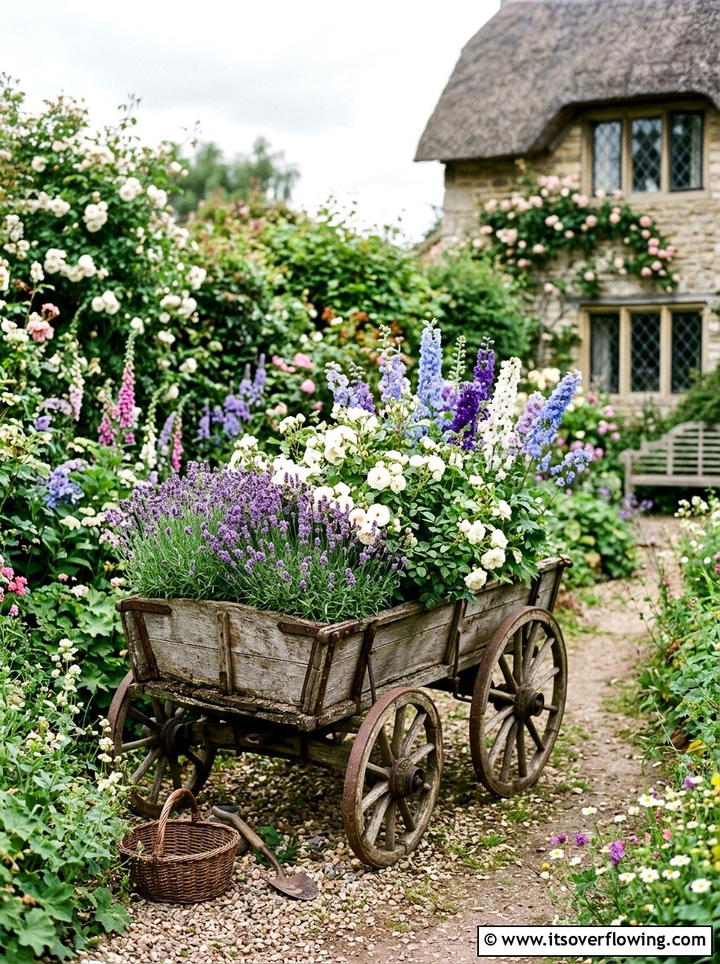 Cottage Garden Style Wagon Decor - 25 upcycled garden ideas with old wagons