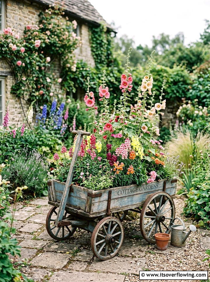 Cottage Garden Wagon - 25 garden decor ideas with wagons