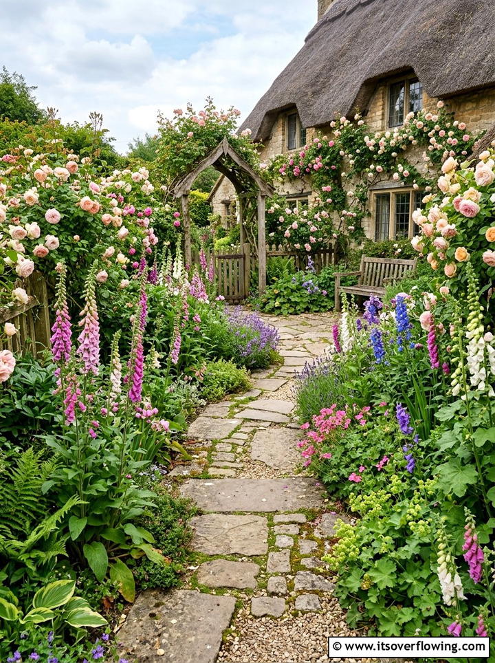 Cottage Garden Winding Stone Trail - 25 small garden ideas with stepping stones