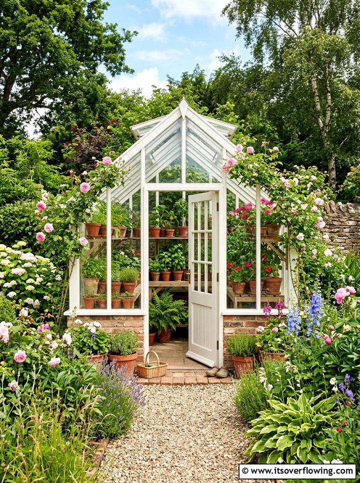 Cottage Greenhouse - 25 backyard ideas with cottage garden