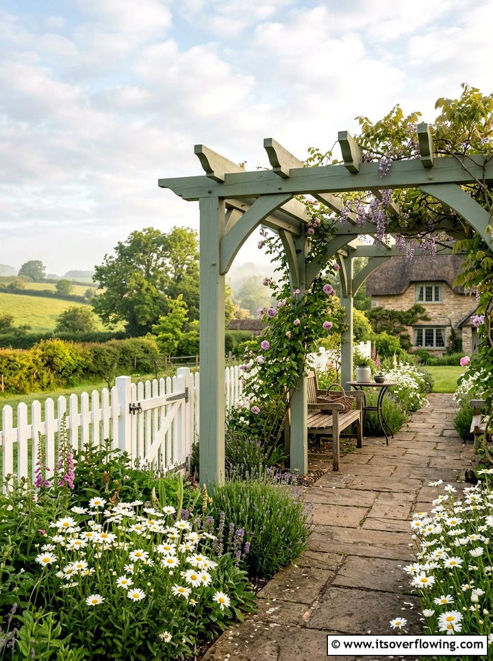 Cottage Style Wood Pergola - 25 small garden ideas with pergola corner