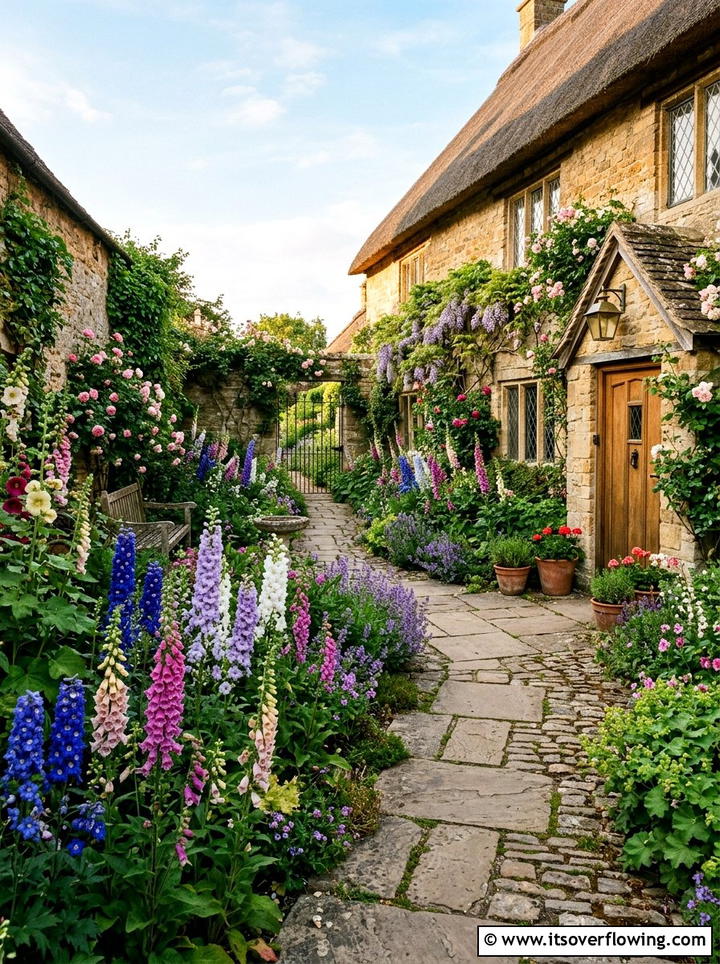 Cottage courtyard - 25 small garden ideas with flowers
