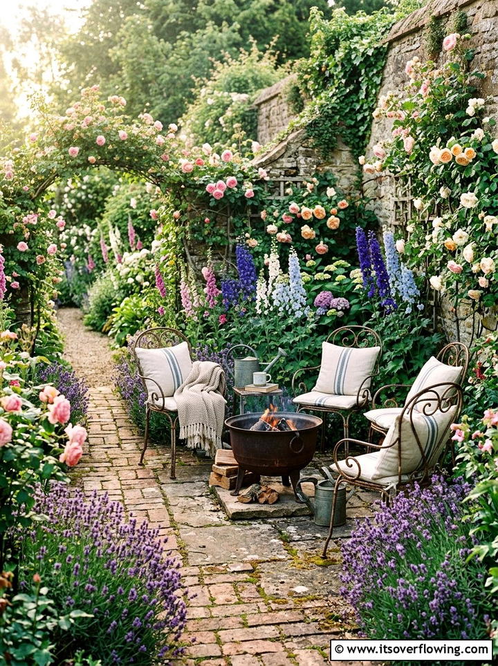 Cottage garden fire pit - 25 garden design ideas for fire pit corners