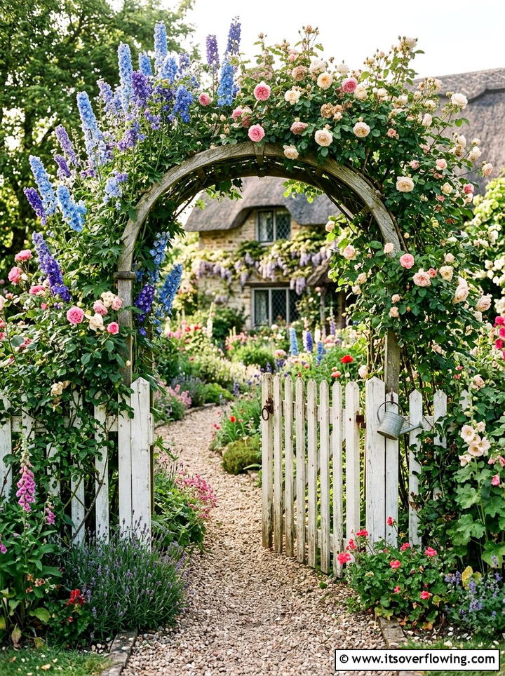 Cottage garden picket trellis - 25 garden decor ideas with trellis backdrops