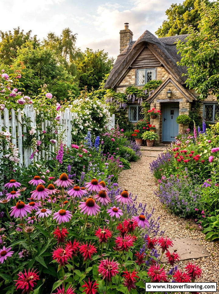 Cottage garden with local flowers - 25 cheap garden ideas with native plants