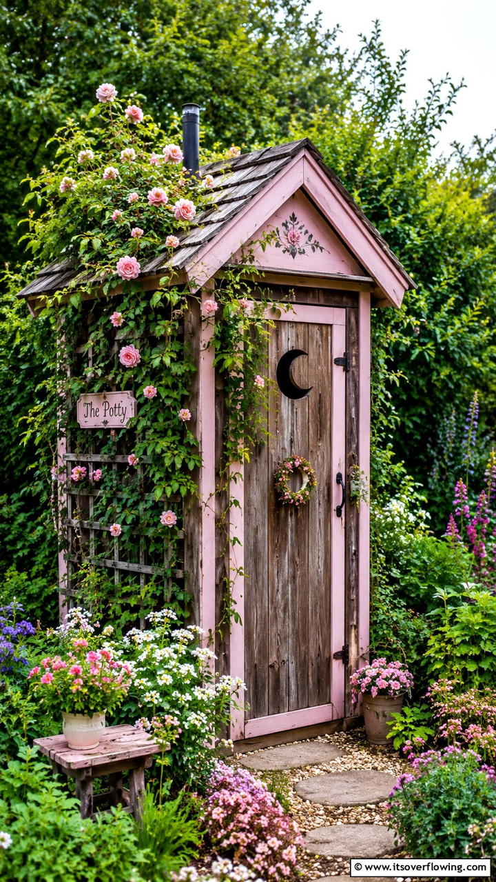 Cottagecore Floral Delight - 20 Outhouse Design Ideas for Modern and Rustic Homes
