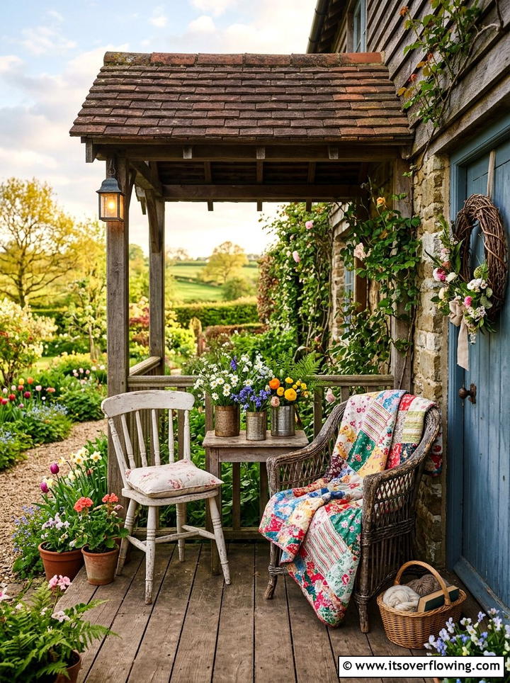 Cottagecore spring porch - 25 front porch ideas with spring decor