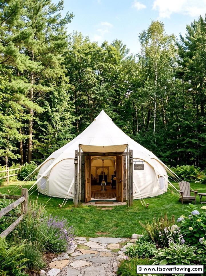Cotton Canvas Tent - 25 creative garden ideas with boho textures