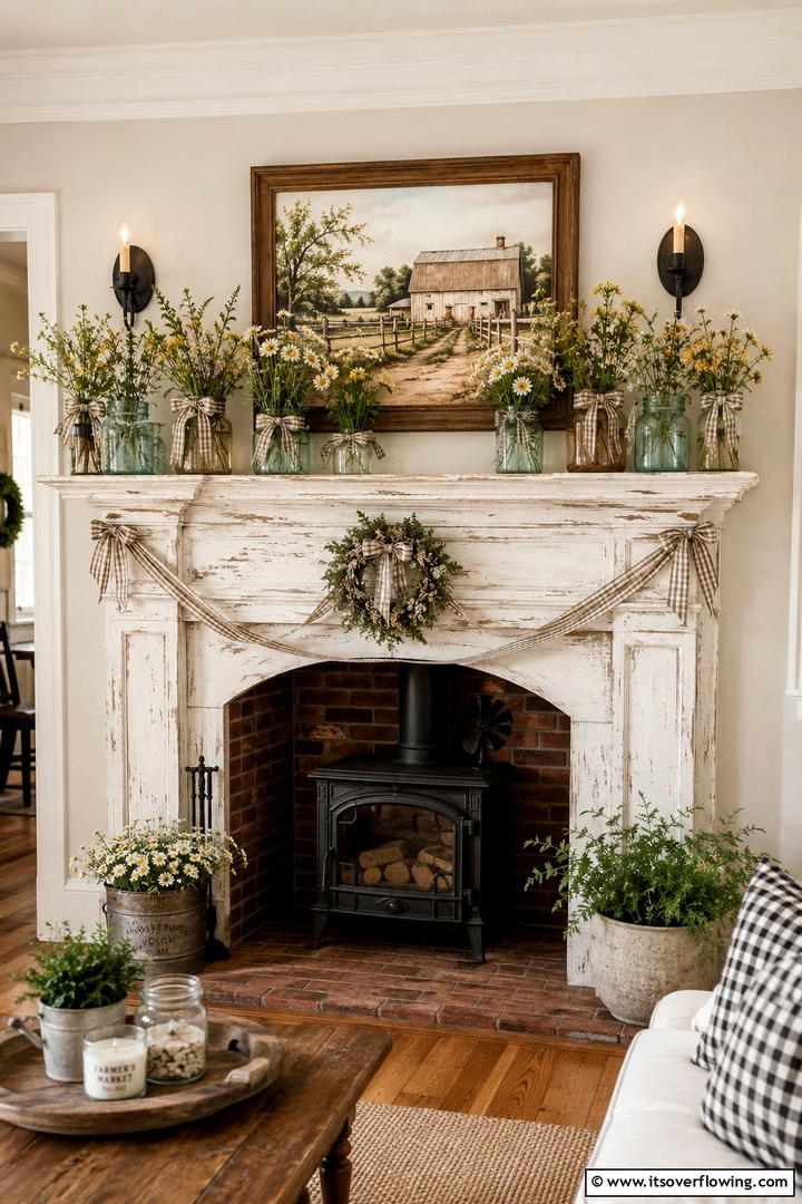 Country Cottage Vibes - 30 Spring Mantel Decor Ideas for Fresh Seasonal Style
