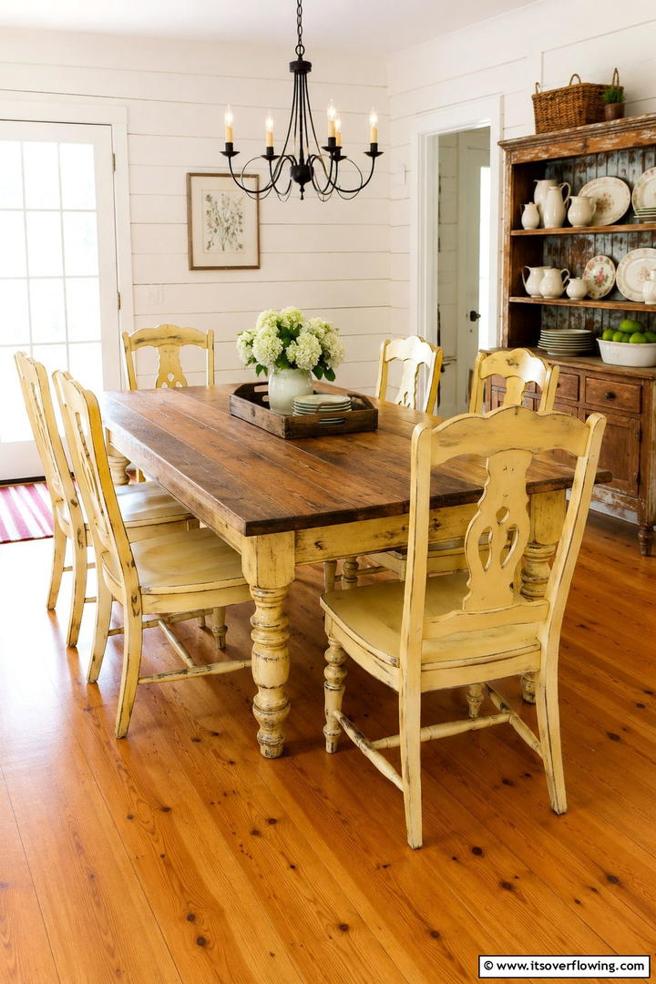 Country Style Painted Dining Chair Set - 30 Painted Furniture Ideas to Revamp Your Home Décor
