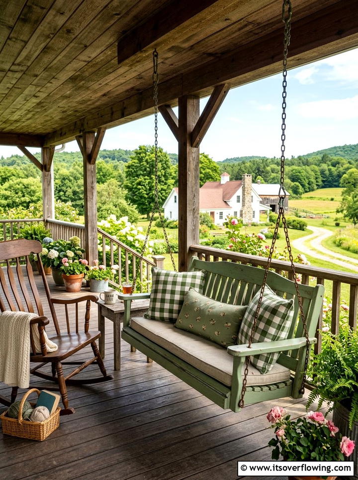 Country Style Porch Swing - 25 front porch ideas with porch swing
