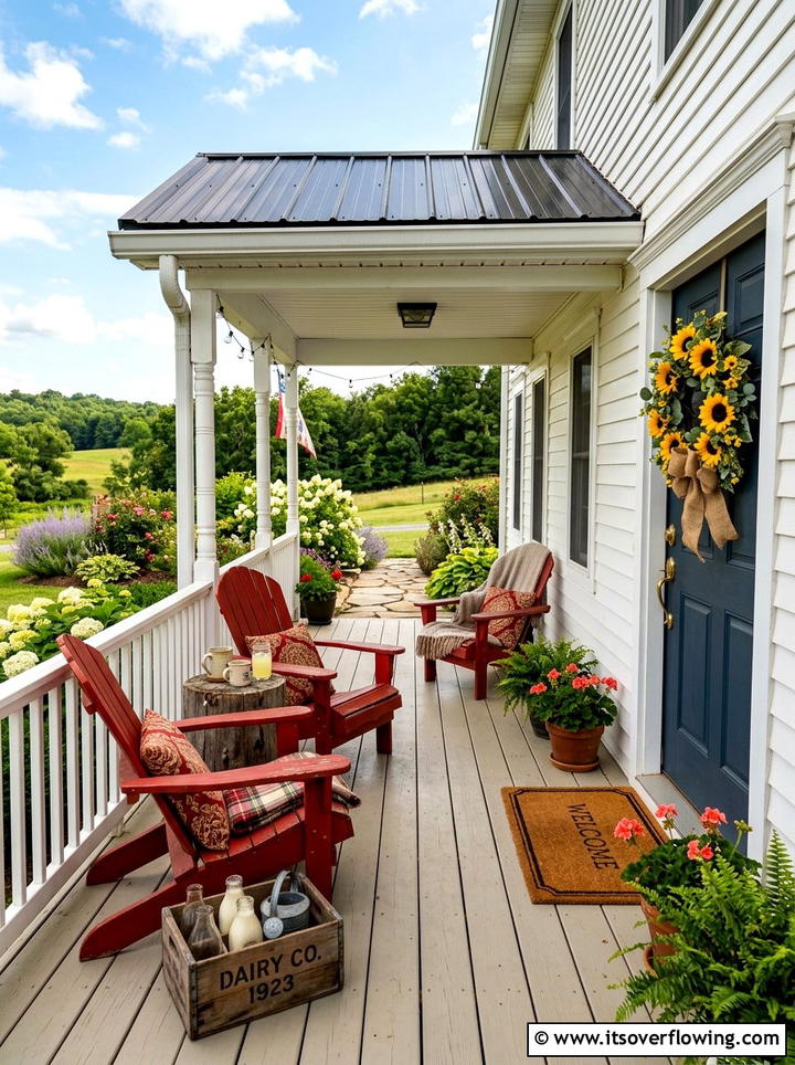 Country front porch - 25 front porch decor ideas with floral wreath