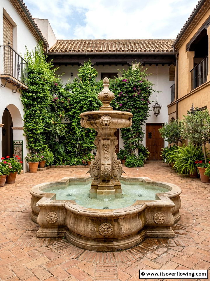 Courtyard water fountain - 25 backyard ideas with water feature
