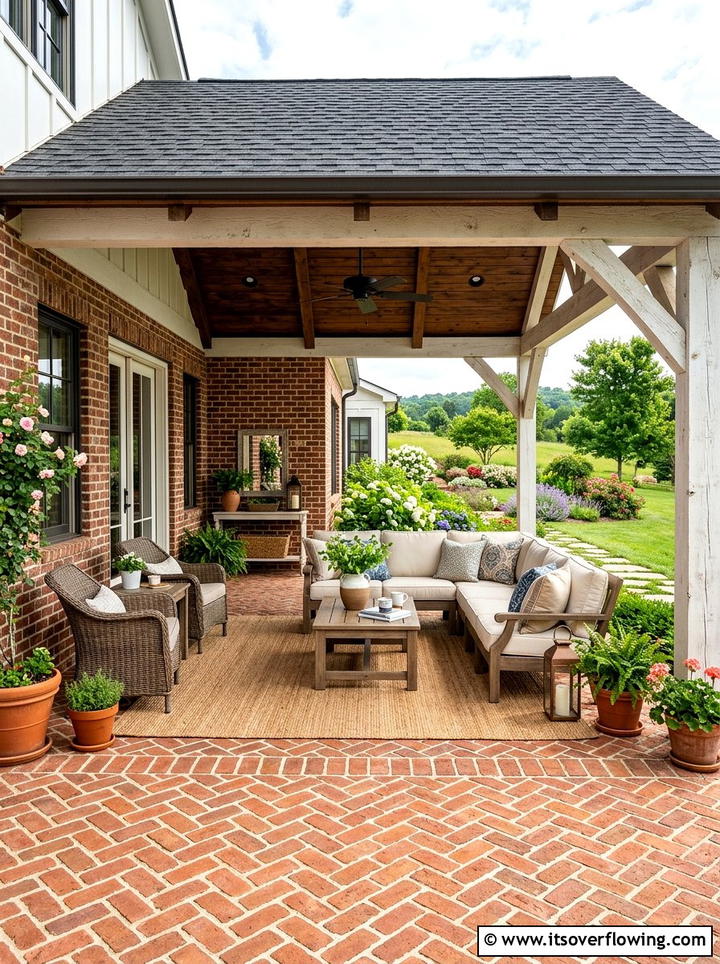 Covered Brick Patio - 25 backyard ideas with brick patio