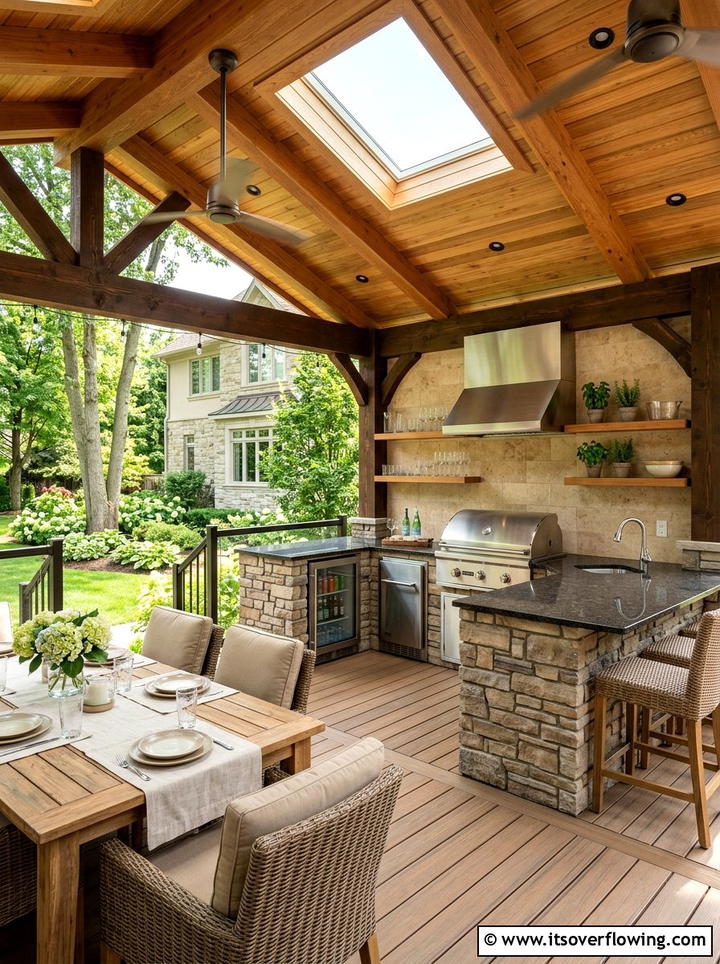 Covered Deck With Outdoor Kitchen - 25 backyard ideas with deck