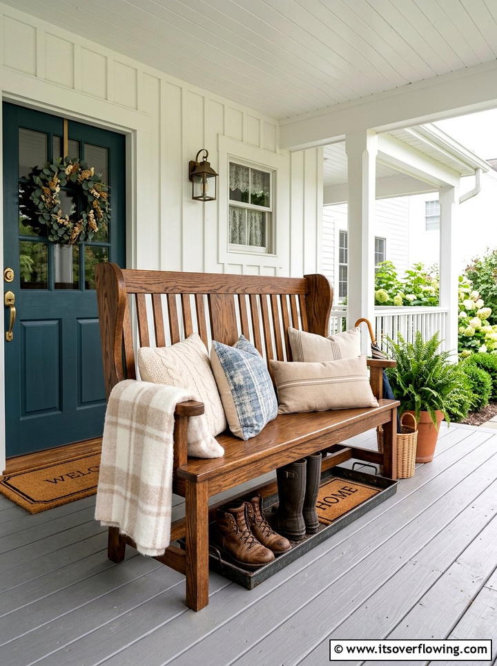 Covered Front Porch Bench - 25 front porch ideas with boot tray