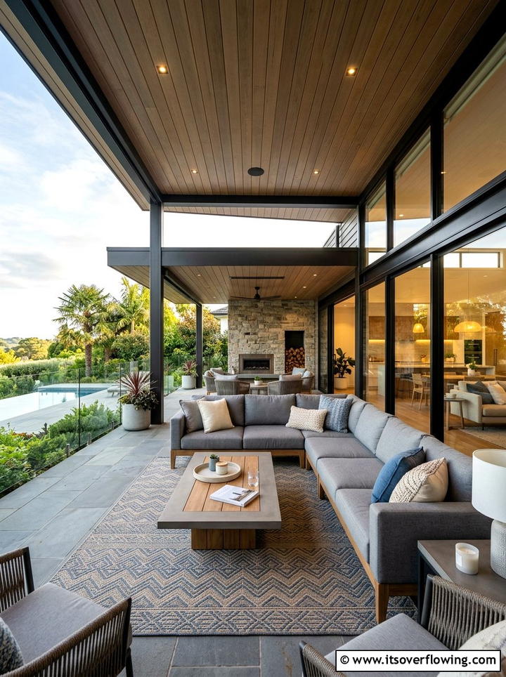 Covered Lounge Space - 25 backyard ideas with modern landscape