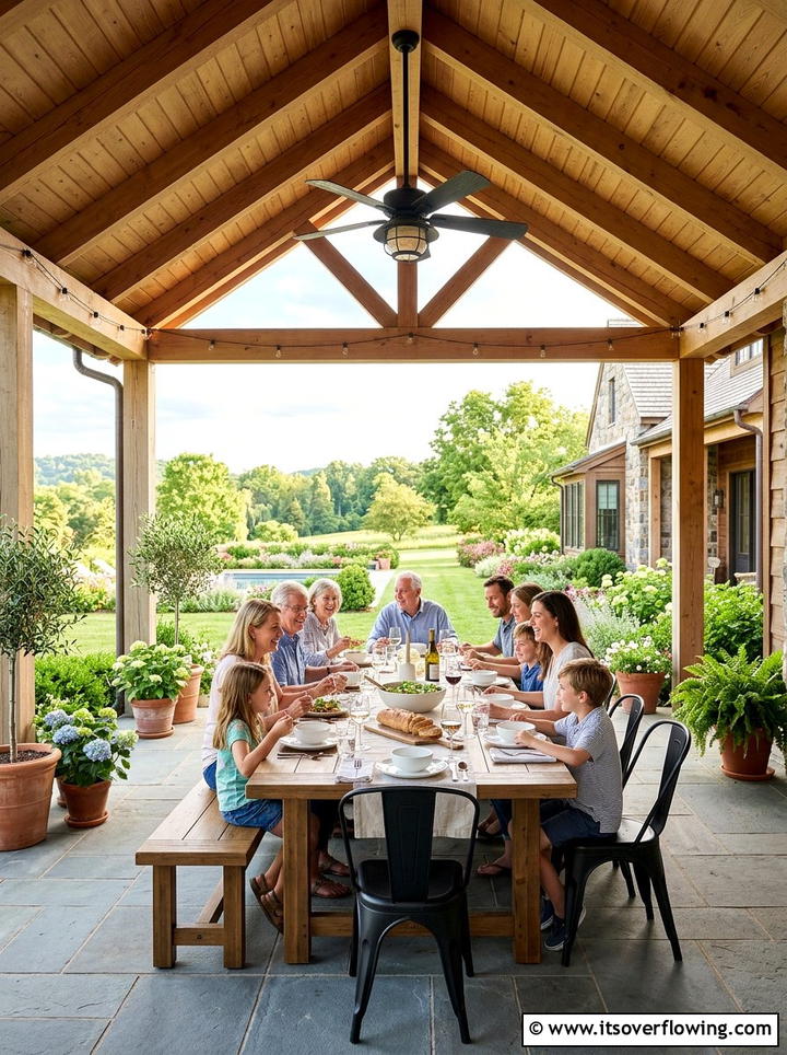 Covered Patio Dining - 25 backyard ideas with seating area