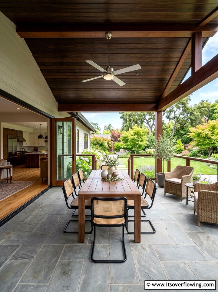 Covered Patio With Ceiling Fan - 25 backyard ideas for corner lots