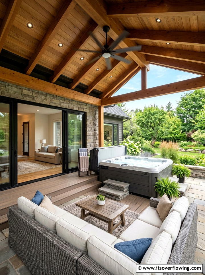 Covered Patio With Hot Tub - 25 backyard ideas with hot tub