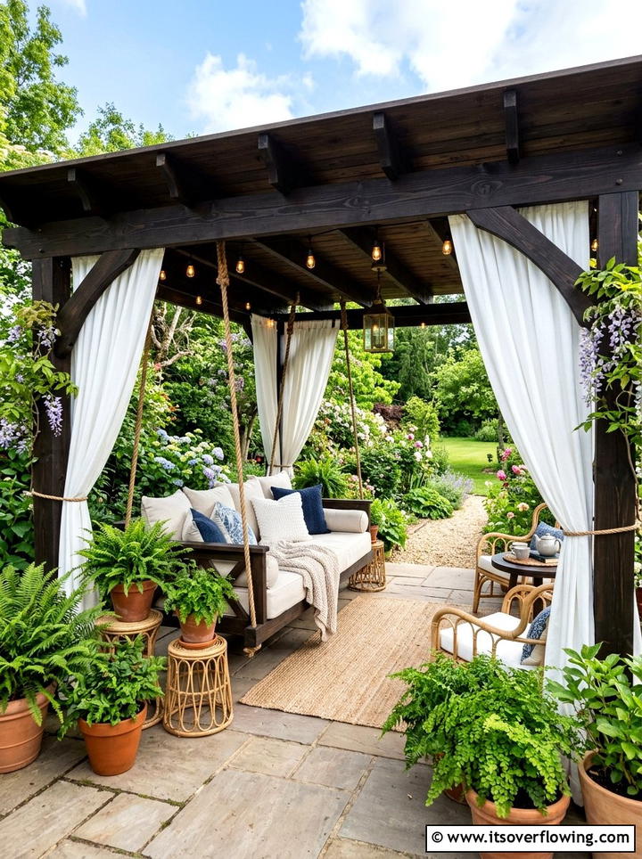 Covered Pergola Sanctuary - 25 backyard ideas with meditation corner