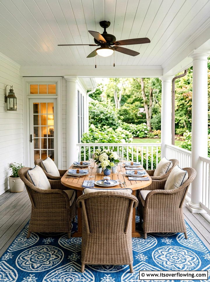 Covered Porch Dining Set - 25 backyard ideas with dining area
