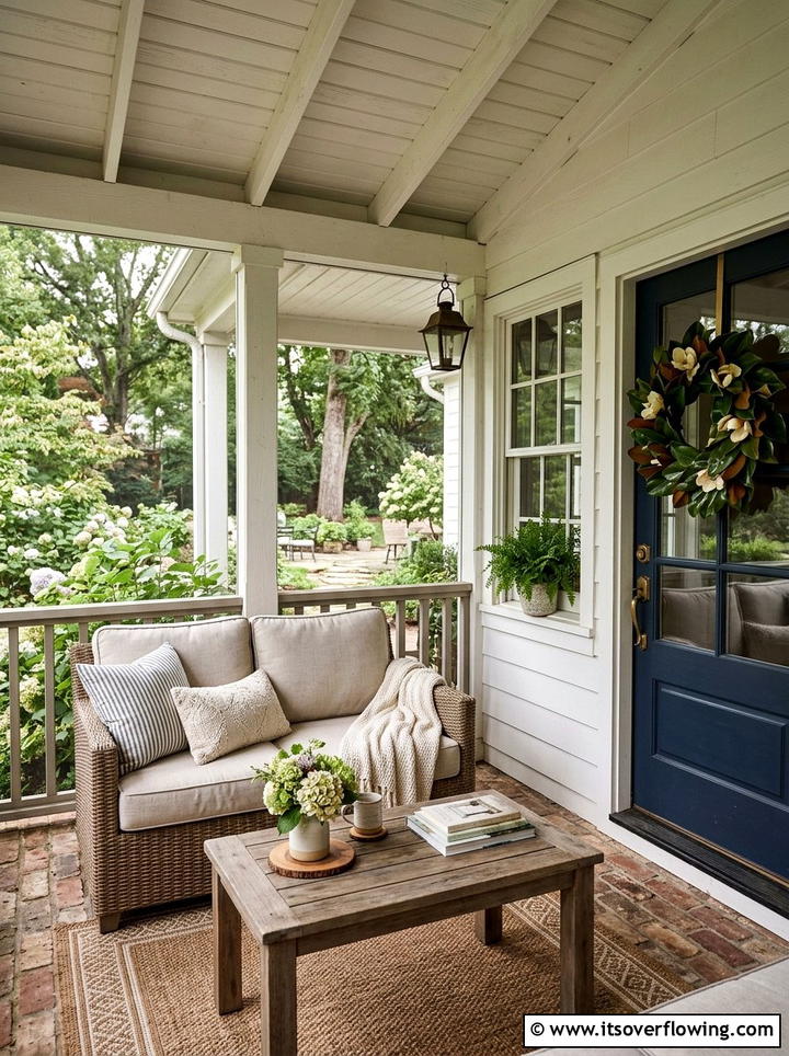 Covered Porch Furniture - 25 front porch decor ideas with magnolia wreath