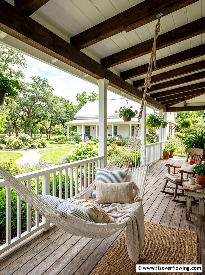 Covered Porch Hammock - 25 backyard ideas with hammock