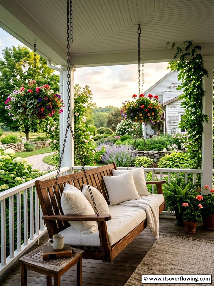 Covered Porch Swing - 25 garden design ideas with seating zones