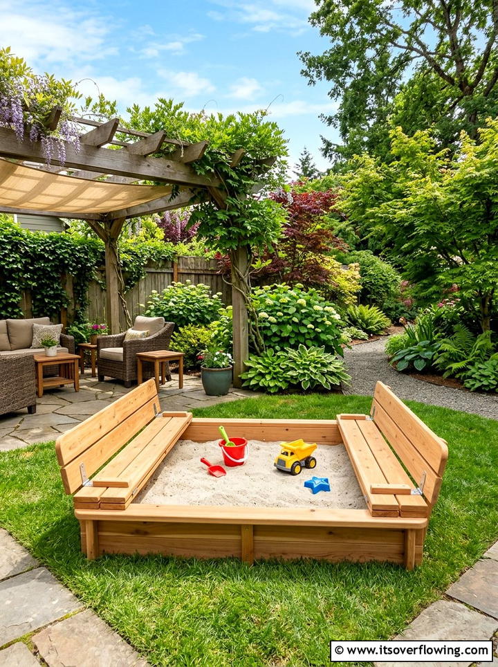 Covered Sandbox For Kids - 25 backyard decorating ideas with family friendly setup